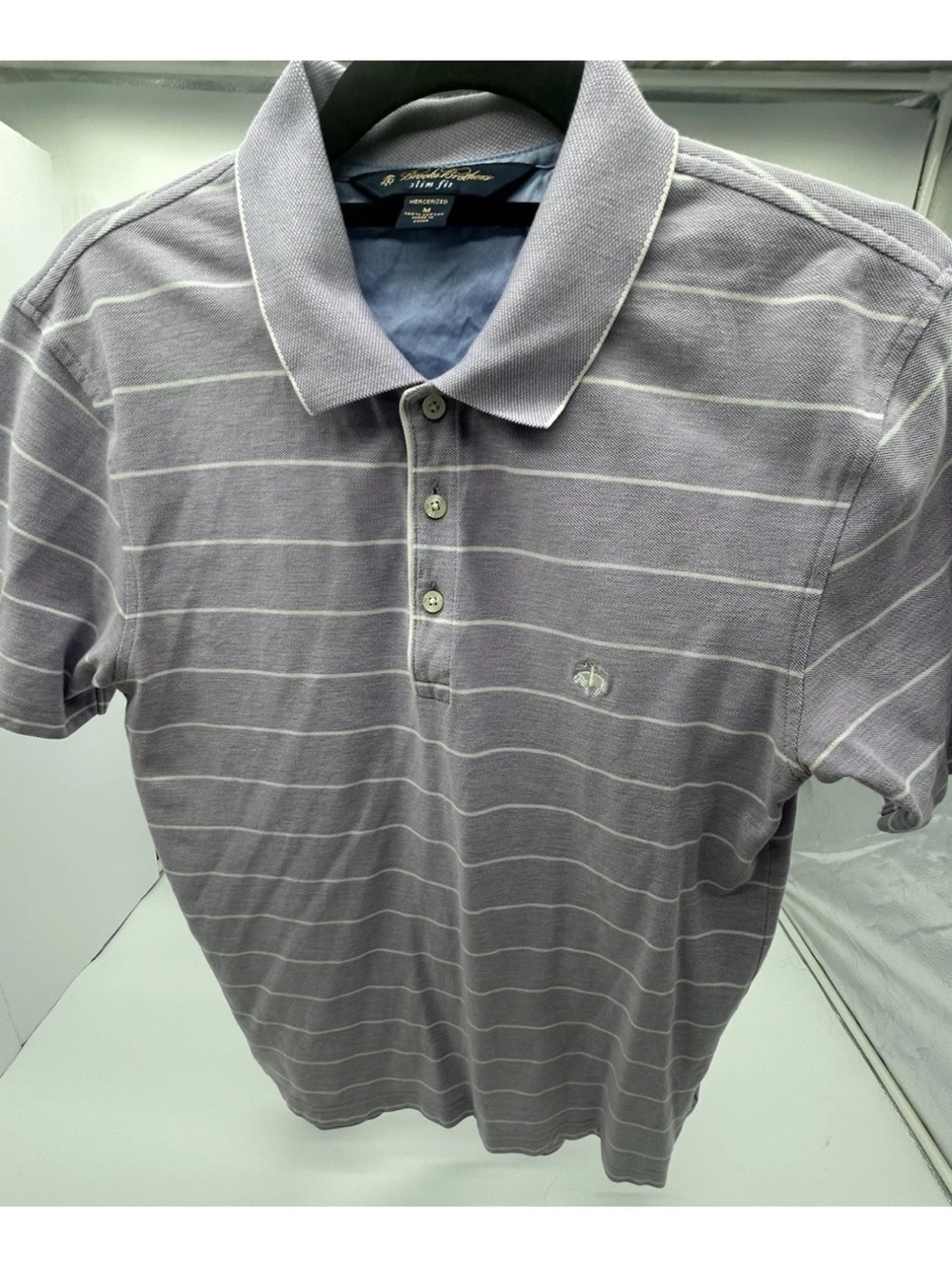 Brooks Brothers Lavender and White Striped Polo